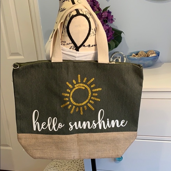 Hello Sunshine Olive Tote Bag NWT - Picture 6 of 8
